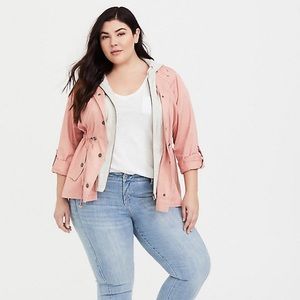 Torrid Blush Hoodie Anorak Jacket 3X Twill Jersey
